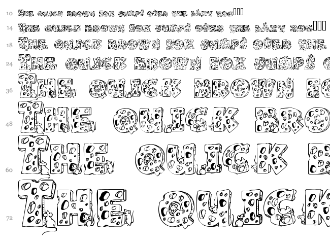 Cheese and Mouse font waterfall